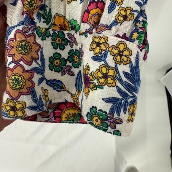 Talbots Petite XLFloral Ruffle Blouse Cotton Rayon Button Front Long Sleeve Top - Picture 4 of 6